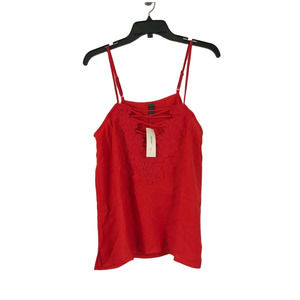 Francesca's Strappy Lace Accent Spaghetti Strap Tank Top - Women's Size S-Red